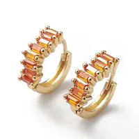 Orange Cubic Zirconia Rectangle Hoop Earrings
