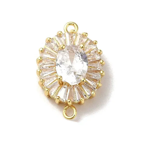 Brass Pave Clear Glass Rhinestone Connector Charms