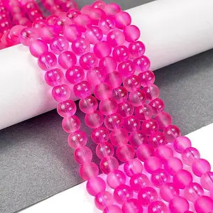 Frosted Transparent Glass Bead Strands