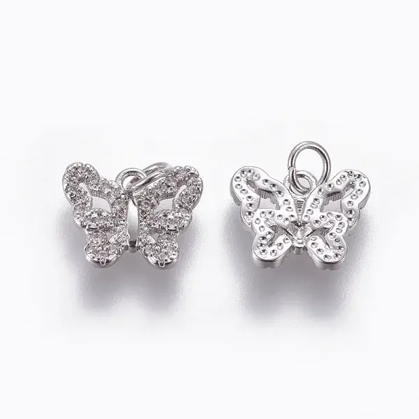 Brass Micro Pave Cubic Zirconia Charms