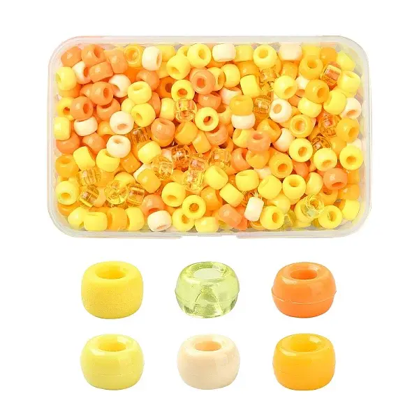 480Pcs 6 Colors Opaque & Transparent Plastic Beads