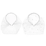 2Pcs 2 Styles Bridal Rhinestones Pearl Mesh Veil Cloth Hair Bands