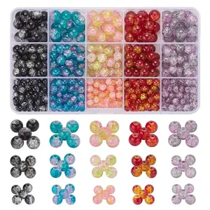 585Pcs 15 Style Spray Painted Crackle Glass Beads Strands
