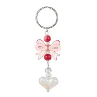 Acrylic Heart with Bowknot Keychains