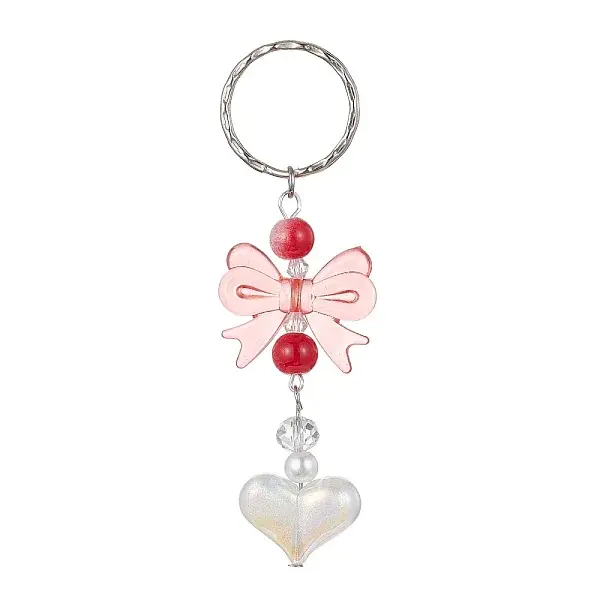 Acrylic Heart with Bowknot Keychains