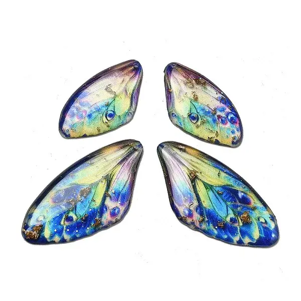 4Pcs Transparent Epoxy Resin Butterfly Wings Pendants