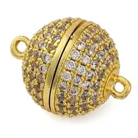 Brass Micro Pave Clear Cubic Zirconia Magnetic Clasps