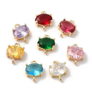 Brass Pave Glass Connector Charms
