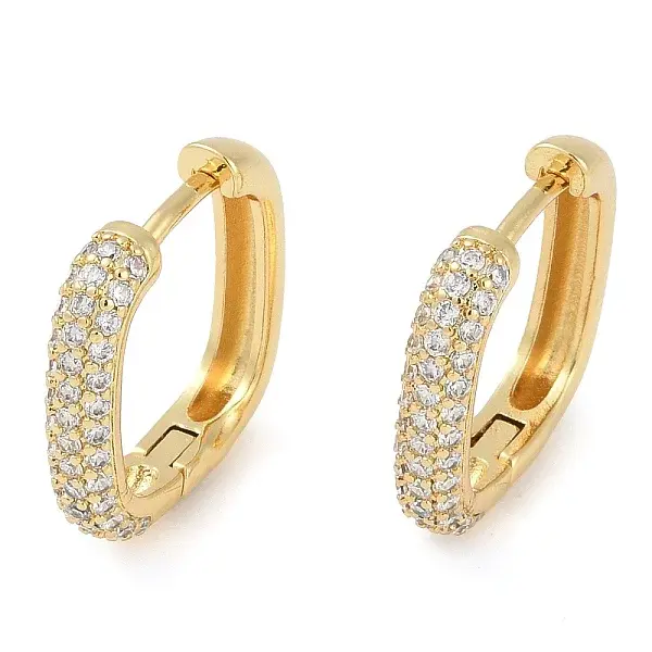 Rack Plating Square Brass Micro Pave Cubic Zirconia Hoop Earrings