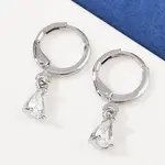 Brass Micro Pave Cubic Zirconia Teardrop Hoop Earrings