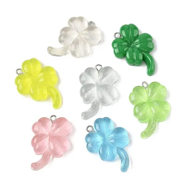 Transparent Resin Clover Pendants