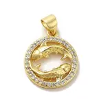 Zodiac Theme Brass Micro Pave Cubic Zirconia Pendants