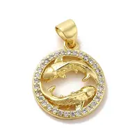 Zodiac Theme Brass Micro Pave Cubic Zirconia Pendants