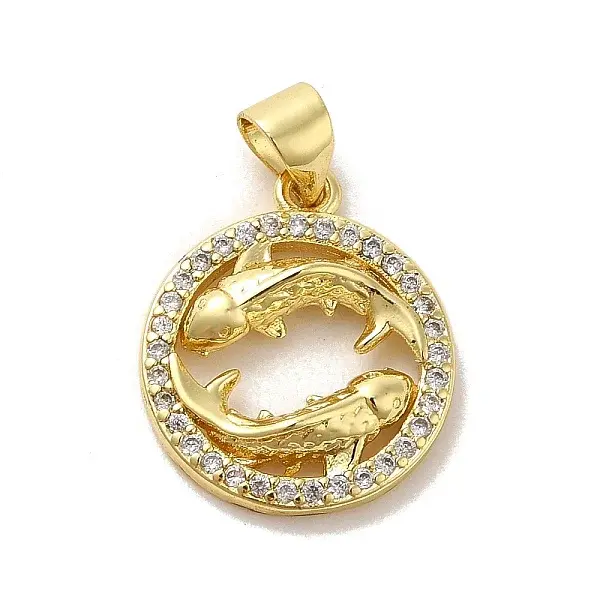 Zodiac Theme Brass Micro Pave Cubic Zirconia Pendants