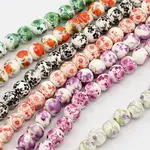 Handmade Printed Porcelain Round Beads Strands