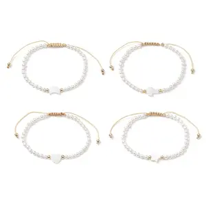 Shell Pearl Braided Bead Bracelets