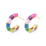 Enamel C-shape Stud Earrings