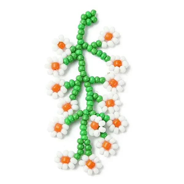 Glass Seed Beaded Flower Vine Pendants
