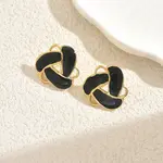 Stainless Steel Enamel Woven Stud Earrings