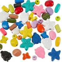 48Pcs 8 Style Spray Painted Alloy Beads