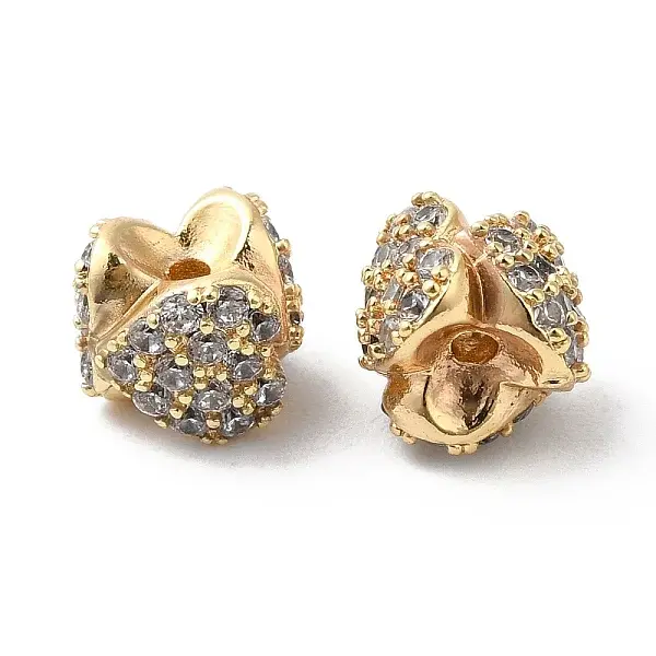 Brass Micro Pave Cubic Zirconia Spacer Beads