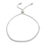 Brass Pave Clear Cubic Zirconia Flat Round Box Chain Slider Bracelets