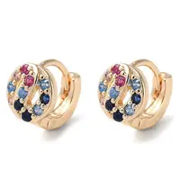 Rack Plating Brass Micro Pave Colorful Cubic Zirconia Hoop Earrings for Women
