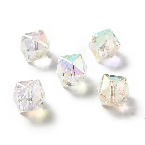 Two Tone UV Plating Rainbow Iridescent Acrylic Beads