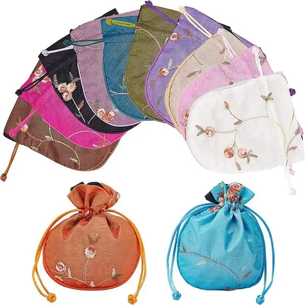 12Pcs 12 Colors Polyester Packing Pouches