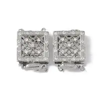 Rack Plating Brass Micro Pave Clear Cubic Zirconia Box Clasps