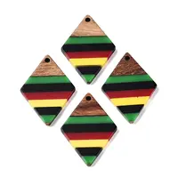 Jamaican Colour Epoxy Resin & Walnut Wood Pendants