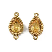 Ion Plating(IP) 304 Stainless Steel Cubic Zirconia Teardrop Links Connector Charms