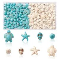 130Pcs 8 Styles Dyed Synthetic Turquoise Beads