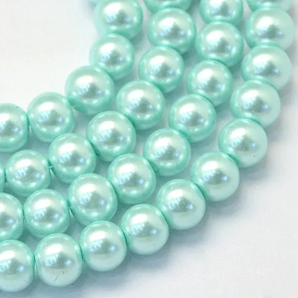 Baking Paint Pearlized Glass Pearl Round Bead Strands