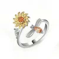 Cubic Zirconia Rotating Open Cuff Ring