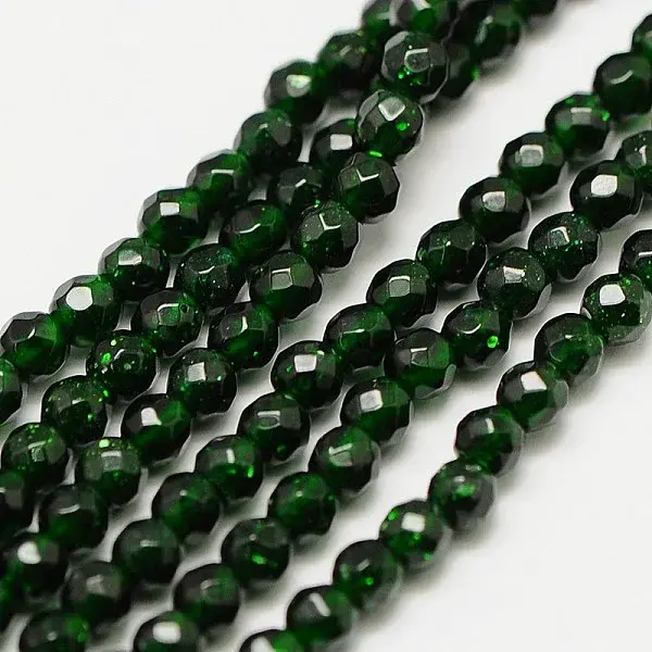 Synthetic Green Goldstone Beads Strands