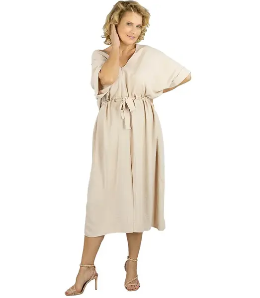 Pri Oversize dress with belt and V neckline SOPHIA