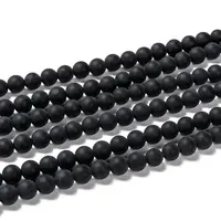 Dyed & Heated Natural Black Agate Bead Strands