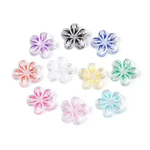 Flower Theme Printed Transparent Resin Cabochons