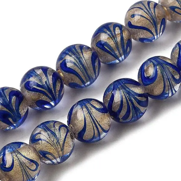 Gold Sand Lampwork Beads Strands