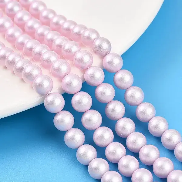 Baking Painted Pearlized Glass Pearl Bead Strands