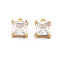 Brass Micro Pave Clear Cubic Zirconia Charms