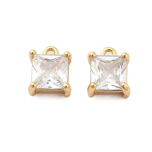 Brass Micro Pave Clear Cubic Zirconia Charms