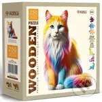 Dřevěné puzzle Duhová kočka (250 dílků) - puzzle z kategorie Zvířata