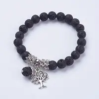 Natural Lava Rock Stretch Charm Bracelets