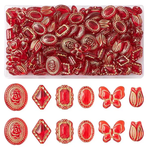 110Pcs 6 Styles Transparent Acrylic Beads