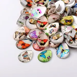 Butterfly Printed Glass Cabochons