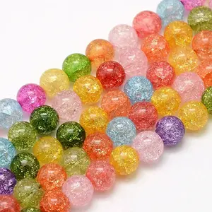 Synthetic Crackle Quartz Round Beads Strands