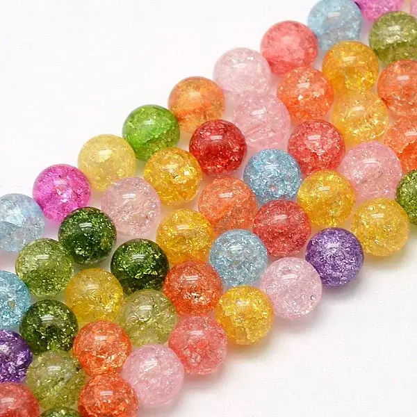 Synthetic Crackle Quartz Round Beads Strands