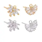 4 Pairs 2 Style Brass Micro Pave Clear Cubic Zirconia Stud Earring Findings